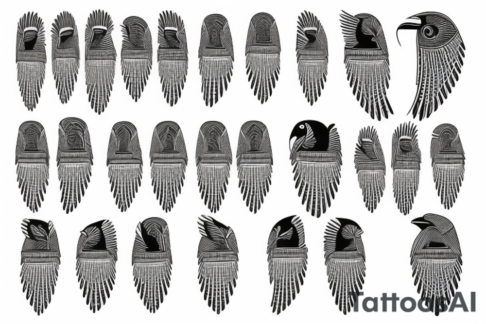 flying eagle symmetrical egyptian tattoo idea