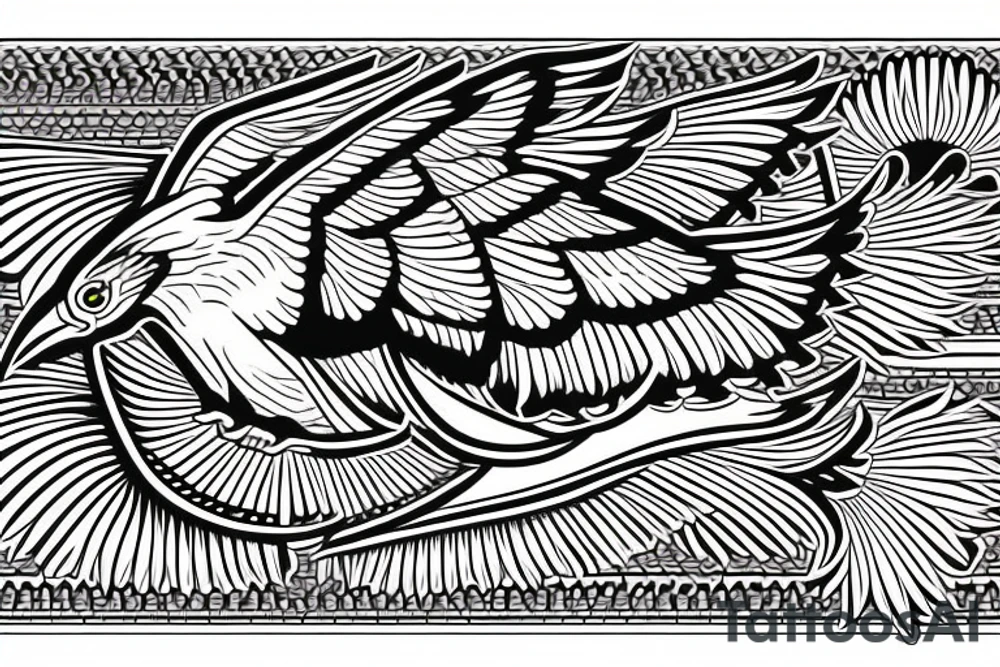 flying eagle symmetrical egyptian tattoo idea