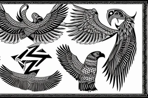flying eagle symmetrical egyptian tattoo idea