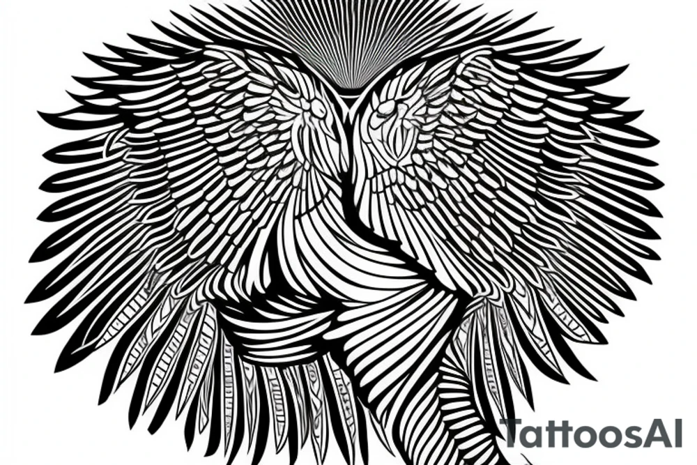 flying eagle symmetrical egyptian tattoo idea