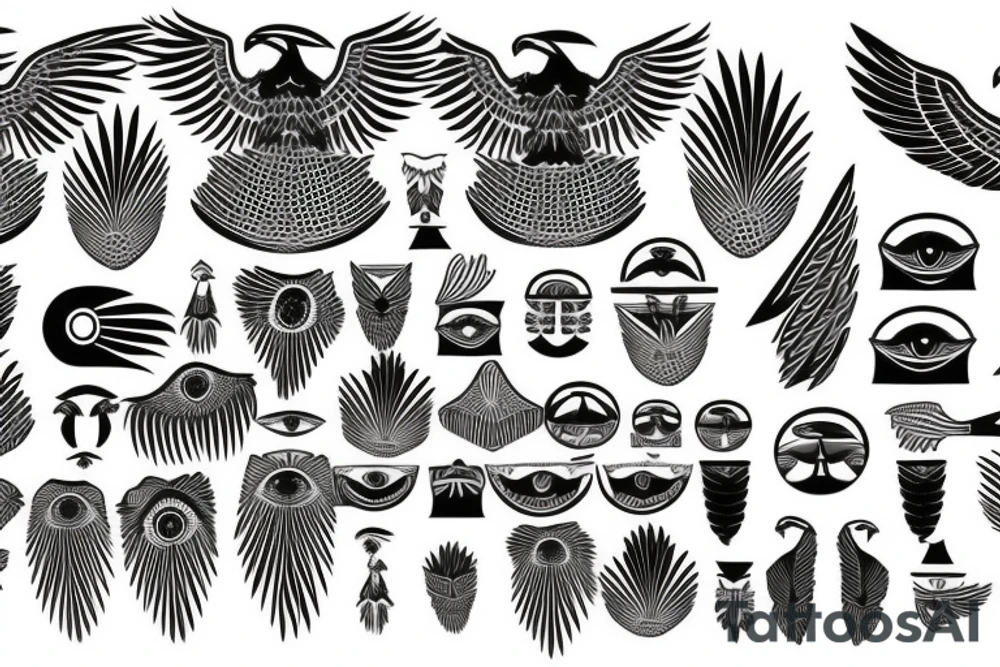 flying eagle symmetrical egyptian tattoo idea