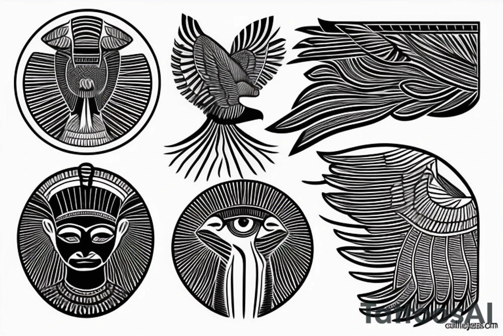 flying eagle symmetrical egyptian tattoo idea