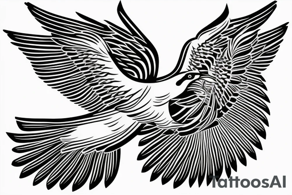flying eagle symmetrical egyptian tattoo idea