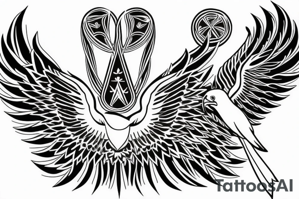 flying eagle symmetrical egyptian tattoo idea