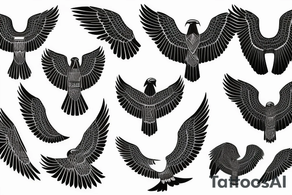 flying eagle symmetrical egyptian tattoo idea