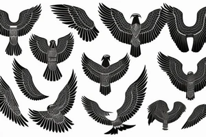flying eagle symmetrical egyptian tattoo idea