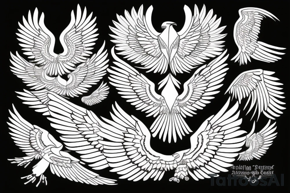 flying eagle symmetrical egyptian tattoo idea