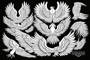 flying eagle symmetrical egyptian tattoo idea