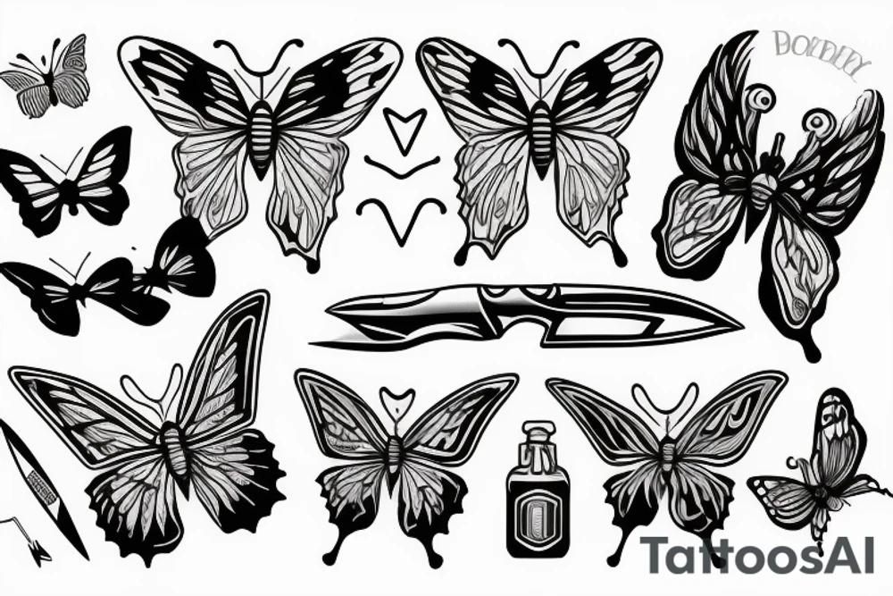 butterfly knife tattoo idea
