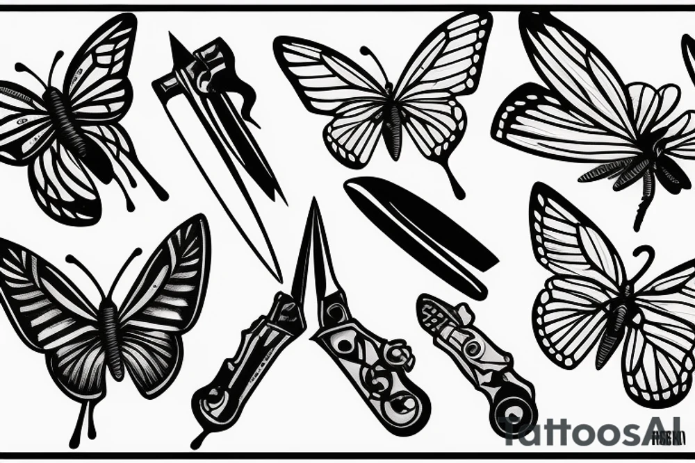 butterfly knife tattoo idea