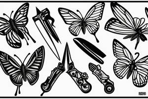 butterfly knife tattoo idea