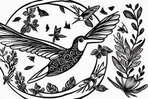Hummingbird flying in a moon tattoo idea