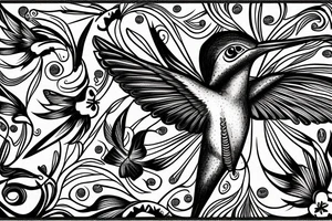 Hummingbird flying in a moon tattoo idea