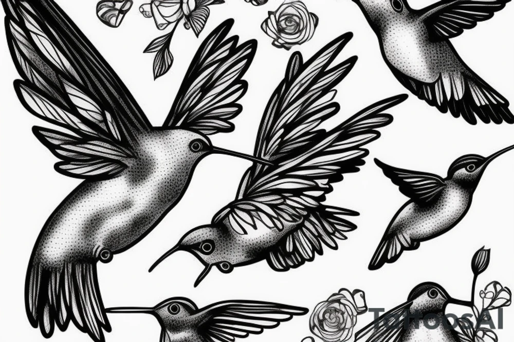 Hummingbird flying in a moon tattoo idea