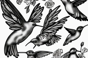 Hummingbird flying in a moon tattoo idea