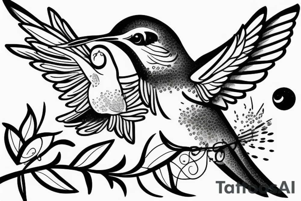 Hummingbird flying in a moon tattoo idea