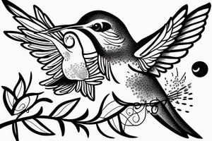 Hummingbird flying in a moon tattoo idea