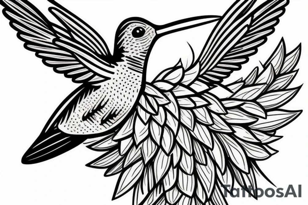 1 Hummingbird on a thorn crown tattoo idea