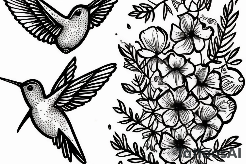 1 Hummingbird on a thorn crown tattoo idea
