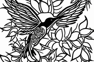 1 Hummingbird on a thorn crown tattoo idea