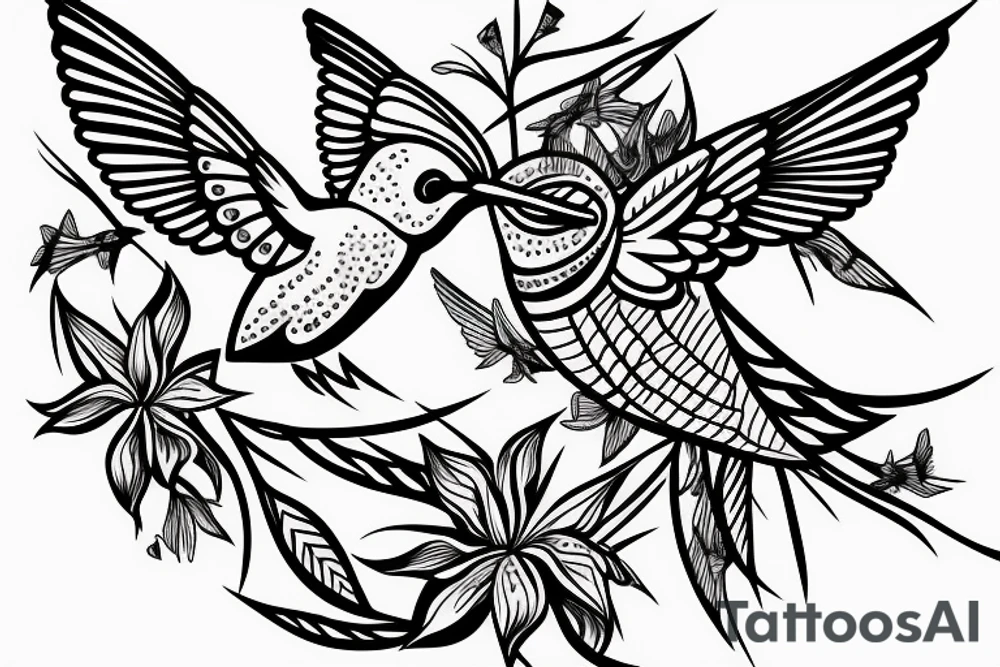 1 Hummingbird on a thorn crown tattoo idea