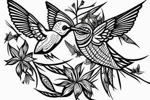 1 Hummingbird on a thorn crown tattoo idea