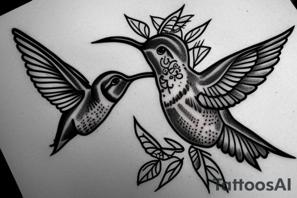 1 Hummingbird on a thorn crown tattoo idea