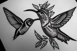 1 Hummingbird on a thorn crown tattoo idea