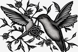 1 Hummingbird on a dying rose tattoo idea