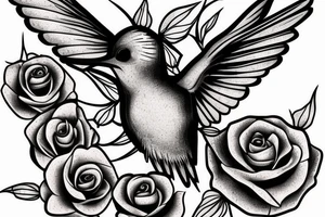 1 Hummingbird on a dying rose tattoo idea