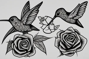 1 Hummingbird on a dying rose tattoo idea