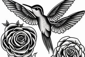 1 Hummingbird on a dying rose tattoo idea