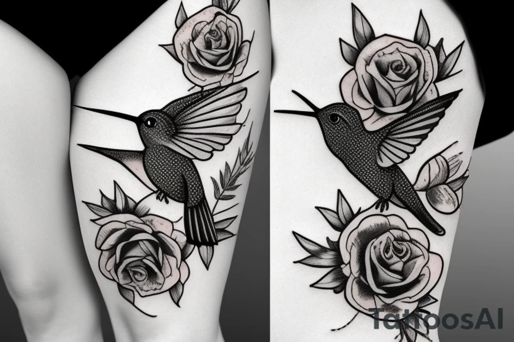 1 Hummingbird on a dying rose tattoo idea