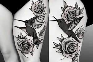 1 Hummingbird on a dying rose tattoo idea