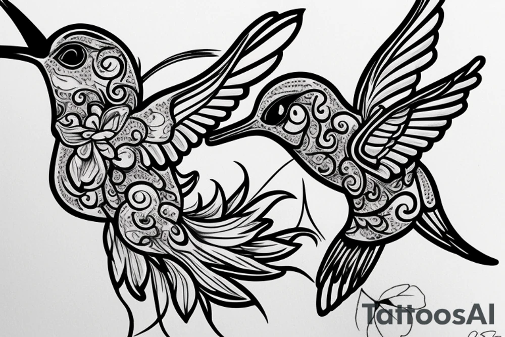 1 Hummingbird on a dying rose tattoo idea