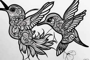 1 Hummingbird on a dying rose tattoo idea