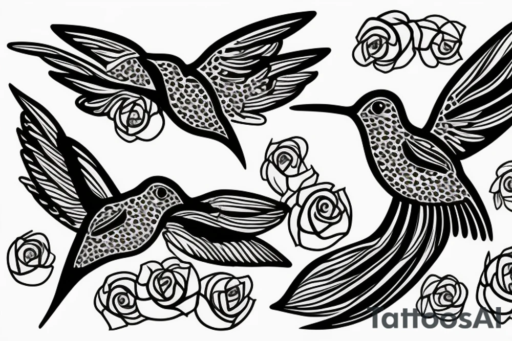 1 Hummingbird on a dying rose tattoo idea