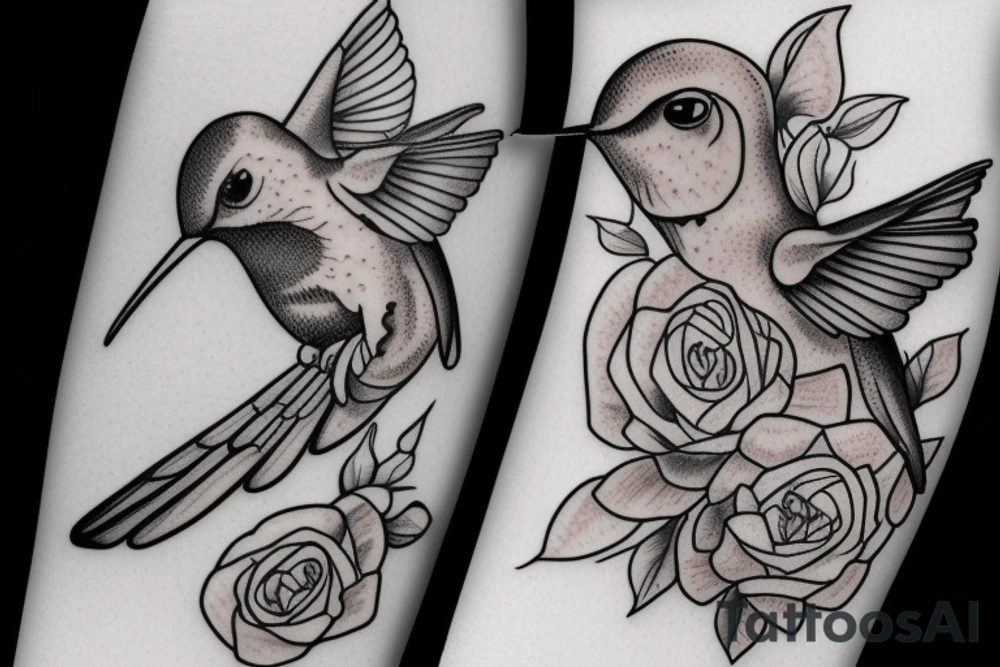 1 Hummingbird on a dying rose tattoo idea
