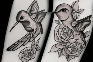 1 Hummingbird on a dying rose tattoo idea