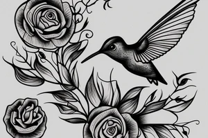 1 Hummingbird on a dying rose tattoo idea