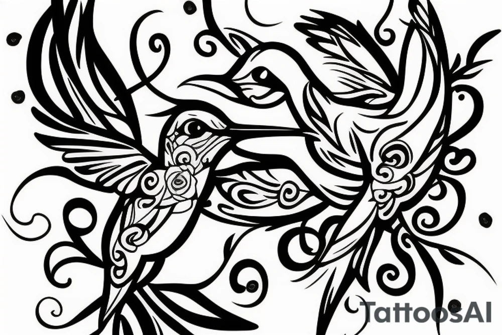 1 Hummingbird on a dying rose tattoo idea