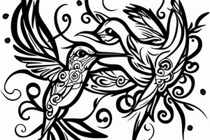1 Hummingbird on a dying rose tattoo idea