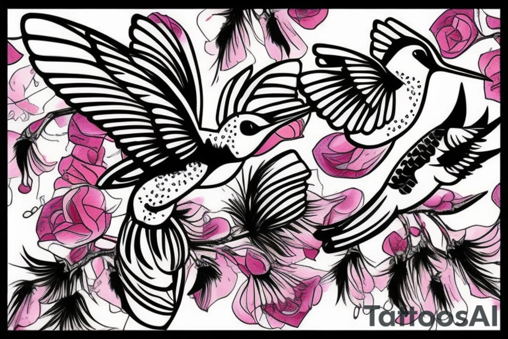 1 Hummingbird on a dying rose tattoo idea