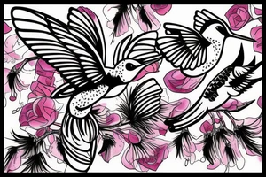 1 Hummingbird on a dying rose tattoo idea