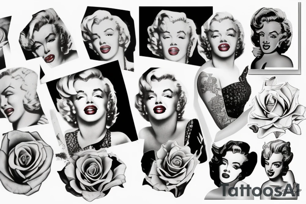 marilyn monroe roses tattoo idea