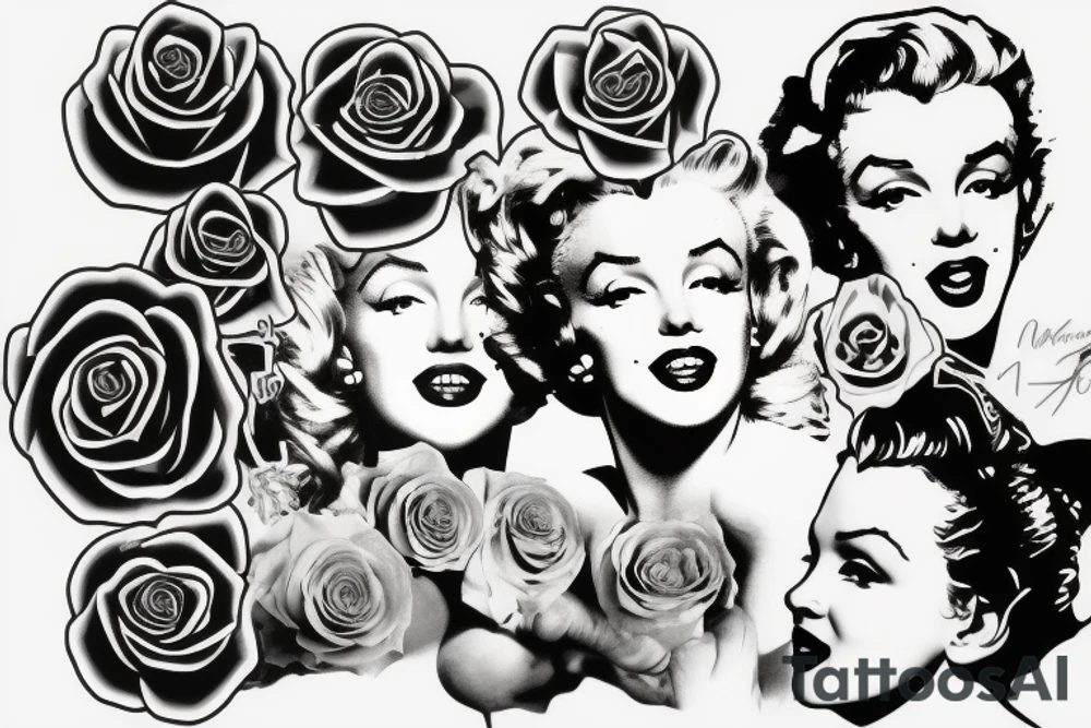 marilyn monroe roses tattoo idea