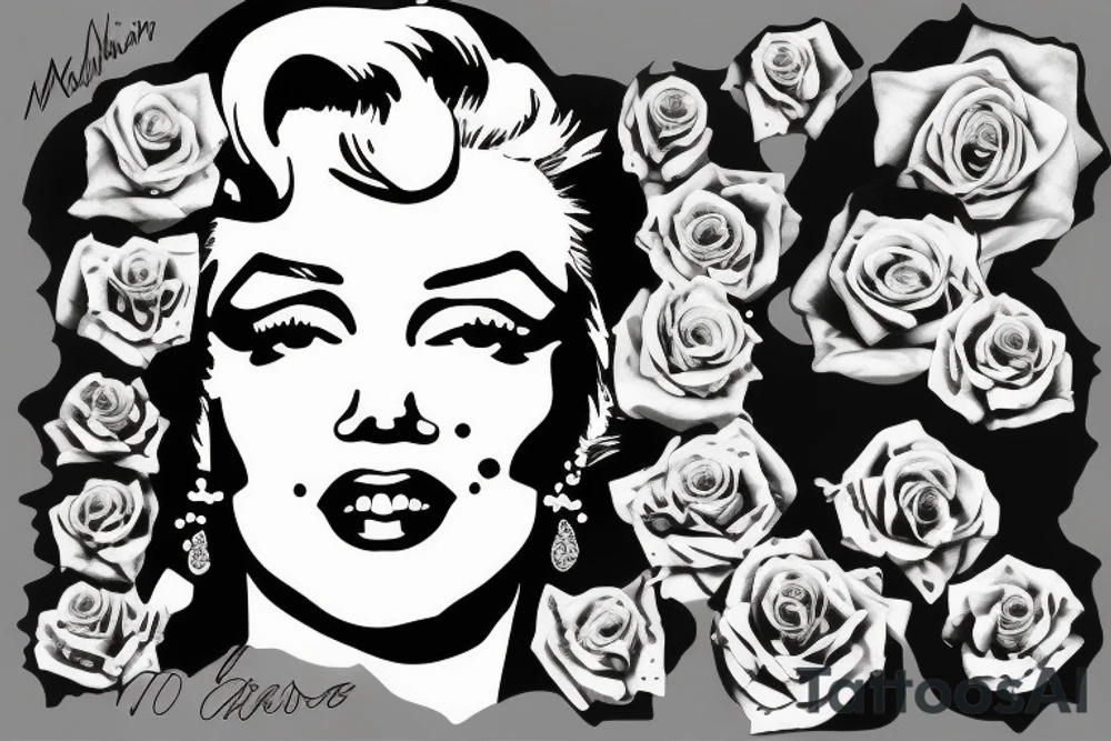 marilyn monroe roses tattoo idea