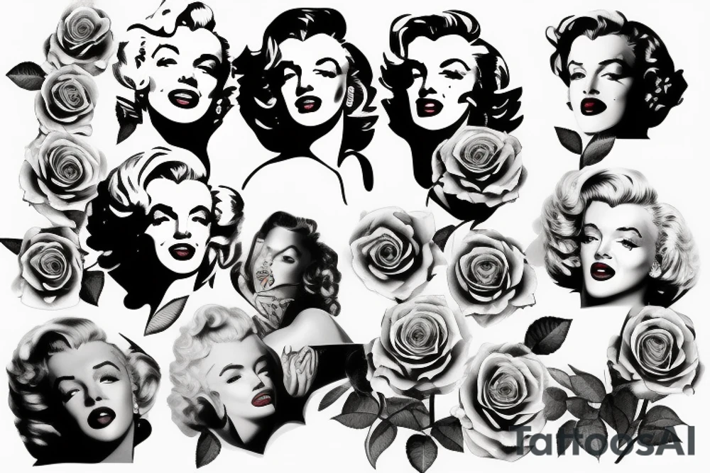 marilyn monroe roses tattoo idea