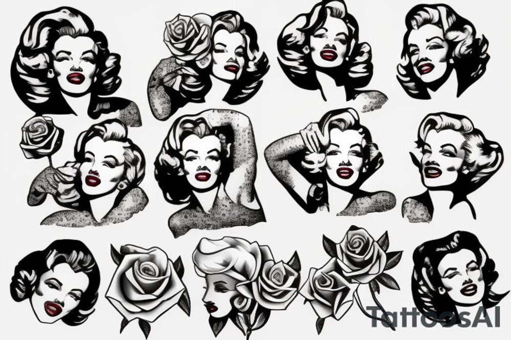 marilyn monroe roses tattoo idea