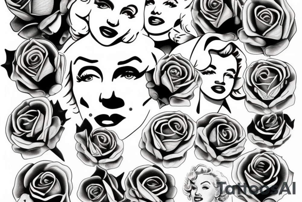 marilyn monroe roses tattoo idea